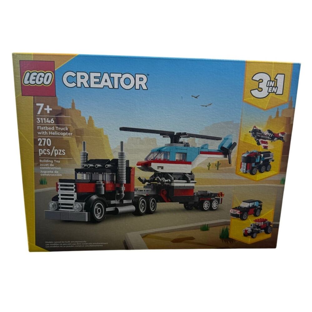 LEGO Creator 3in1 Flatbed Truck with Helicopter Toy Propeller Plane New Sealed
